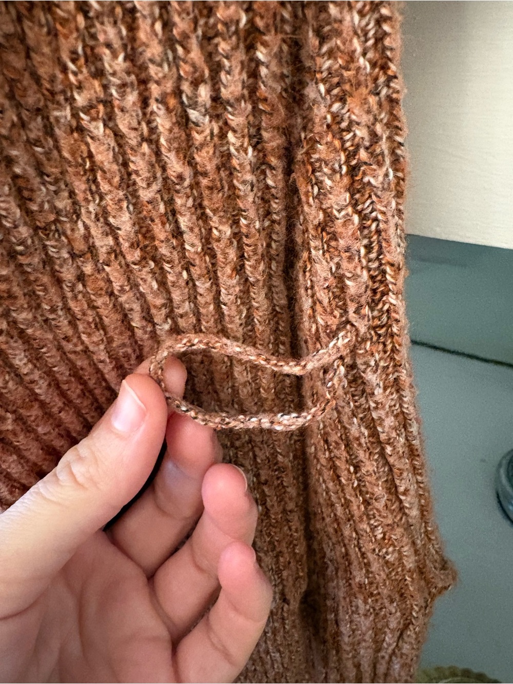 bp Open-Front Ribbed Cardigan in Rust - Picture 4 of 5